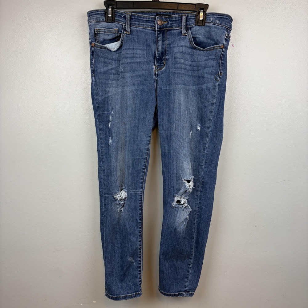 Judy‎ Blue Jeans Womens 15/32 Blue Relaxed Fit Distressed Stretch Denim J88271DK